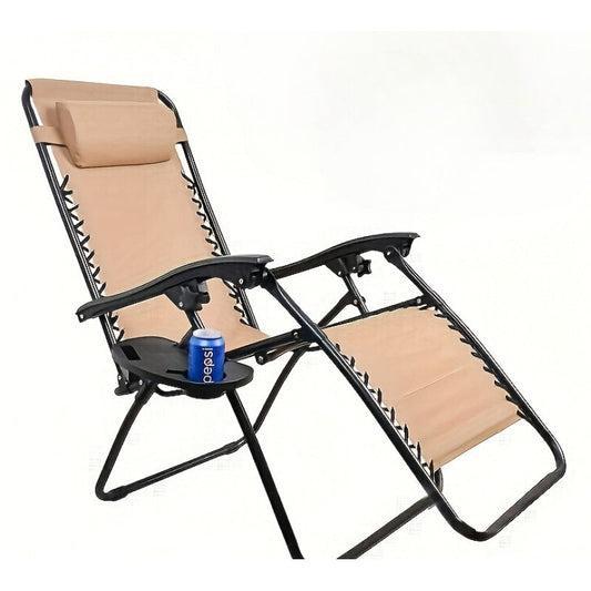 This durable Zero Gravity Chair Cup Holder is perfect for outdoor recliner chairs and beach lounge chairs. It features a slot for your mobile phone and a slot for your cup, all designed with durable black plastic.