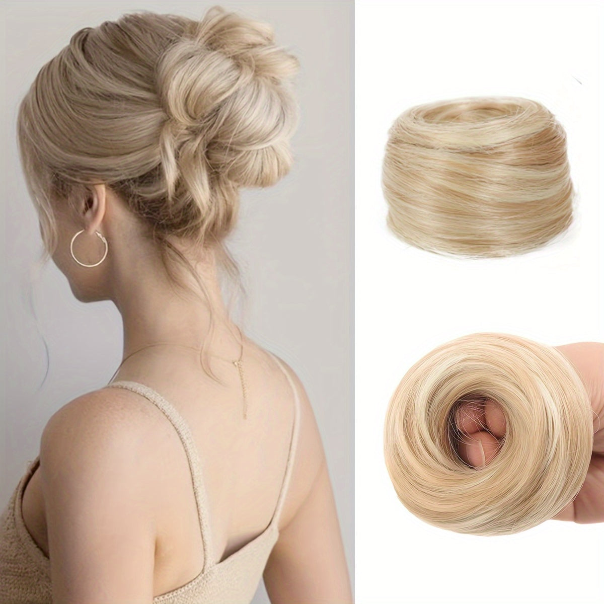 Stylish 3-inch synthetic hair bun ponytail extension for women, ideal for parties and casual wear.