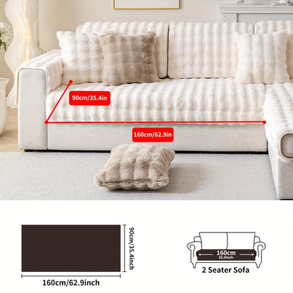 1pc Thick Plush Sofa Cover - Imitation Rabbit Material, Perfect for Winter, Protects Furniture in Bedroom, Office, Living Room.