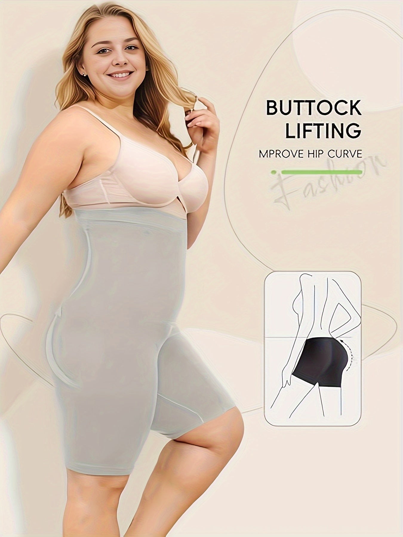 Seamless high-waisted shapewear shorts for women, providing tummy control, butt lift, and slimming effects. Ideal for yoga and fitness, made with breathable nylon blend fabric.