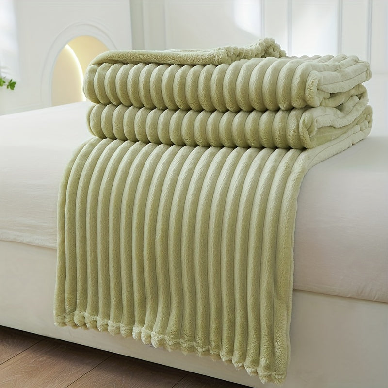 Stylish wide striped blanket in a solid color (pillow core and pillowcase not included)