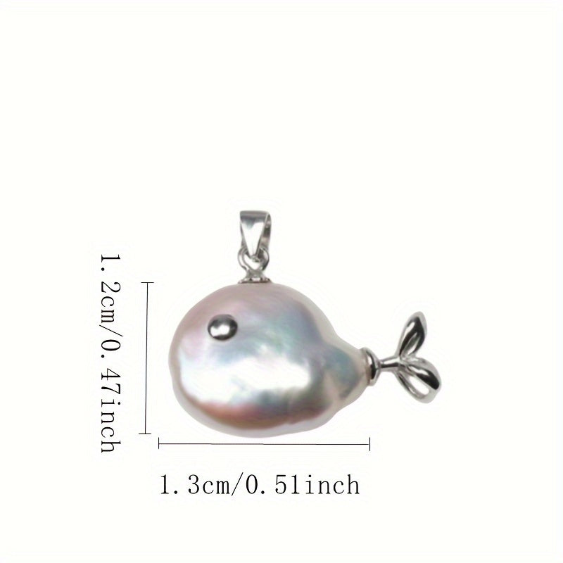 Handmade Baroque Freshwater Pearl Fish Pendant - S925 Sterling Silver, Adorable Nautical Theme, Perfect for Daily Wear and Gifting, No Batteries Needed