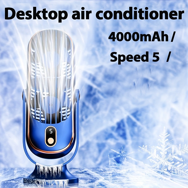 Wireless USB Desktop Fan with 5 Speeds, 360-Degree Oscillation, Energy-Efficient and Quiet, Includes 1200mAh Battery, Ideal for Indoor and Outdoor Use, Travel, and Dormitories.