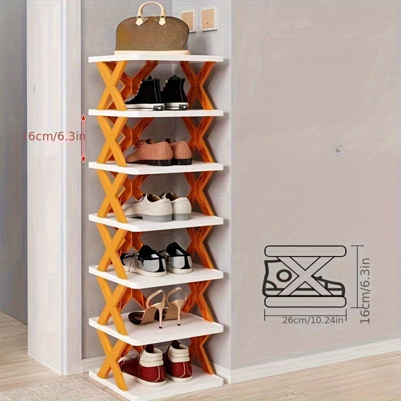 Folding Shoe Rack that Saves Space - Easy Assembly for Compact Storage in Entryway, Office, and Bathroom.