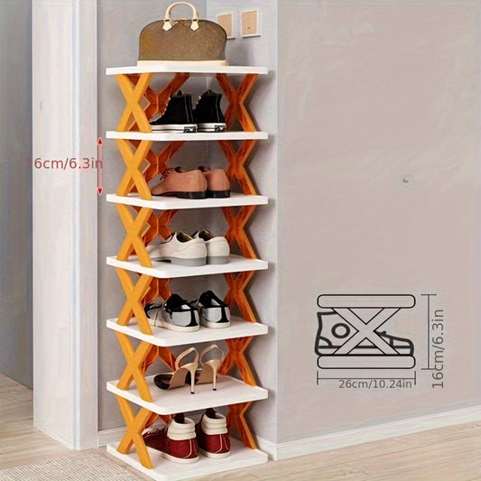 Folding Shoe Rack that Saves Space - Easy Assembly for Compact Storage in Entryway, Office, and Bathroom.