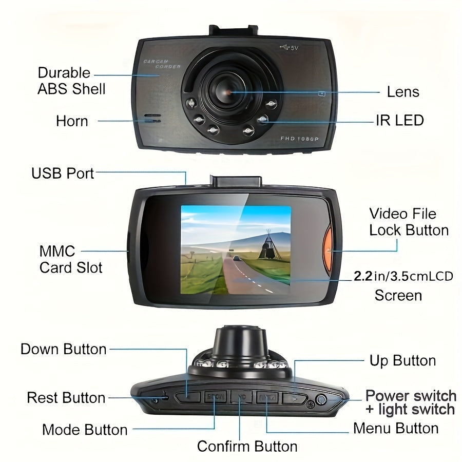 KSLMIMA HD Car Camera with IR Night Vision, Loop Recording, Wide Angle Lens, 6.1cm IPS Screen, 32G Card Option