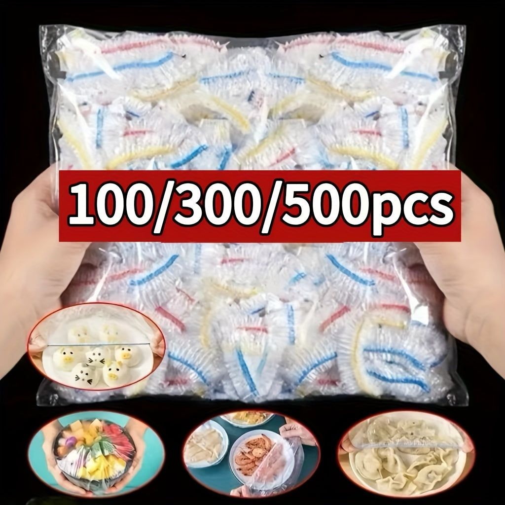 Reusable Elastic Food Covers in packs of 100, 300, or 500 - Adjustable to fit bowls and plates, keeping leftovers fresh and safe. A must-have for any kitchen!