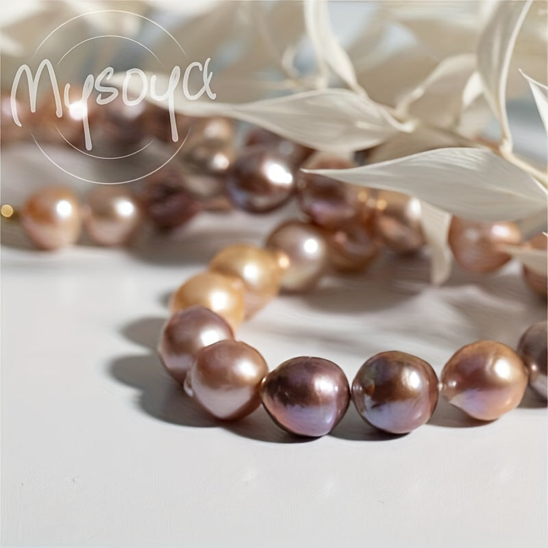 Exquisite Baroque Pearl Necklace in Purple & Pink - Handcrafted with 10-12mm Natural Freshwater Pearls and a Golden Clasp, Presented in a Gift Box - Ideal for Everyday, Special Occasions, and Celebrations such as Birthdays, Anniversaries, and Valentine's