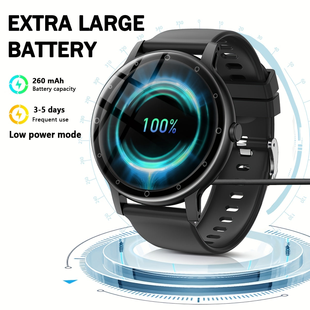 3.53cm Full Touch Smart Watch with Sleep Tracker, Wireless Call, Pedometer, Music Control, 100+ Sport Modes, Ai Control, Games, Fitness Tracker for Android/ IOS Phones. Ideal for Women and