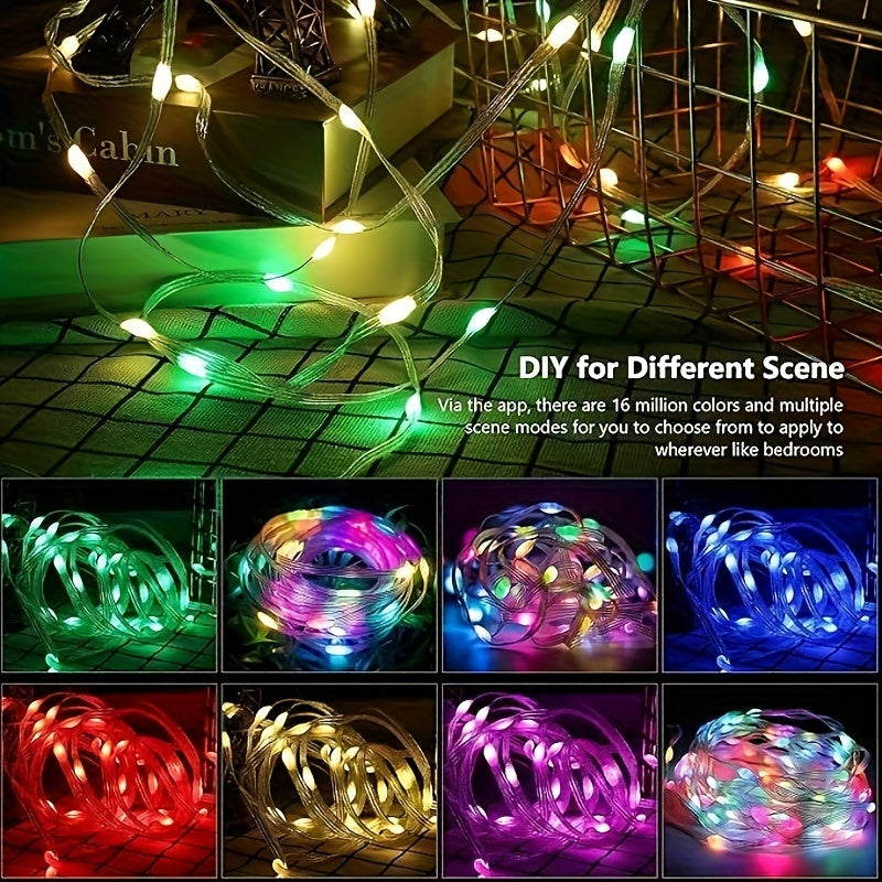 LED Christmas lights change color with remote and app control. USB powered for holidays and weddings.