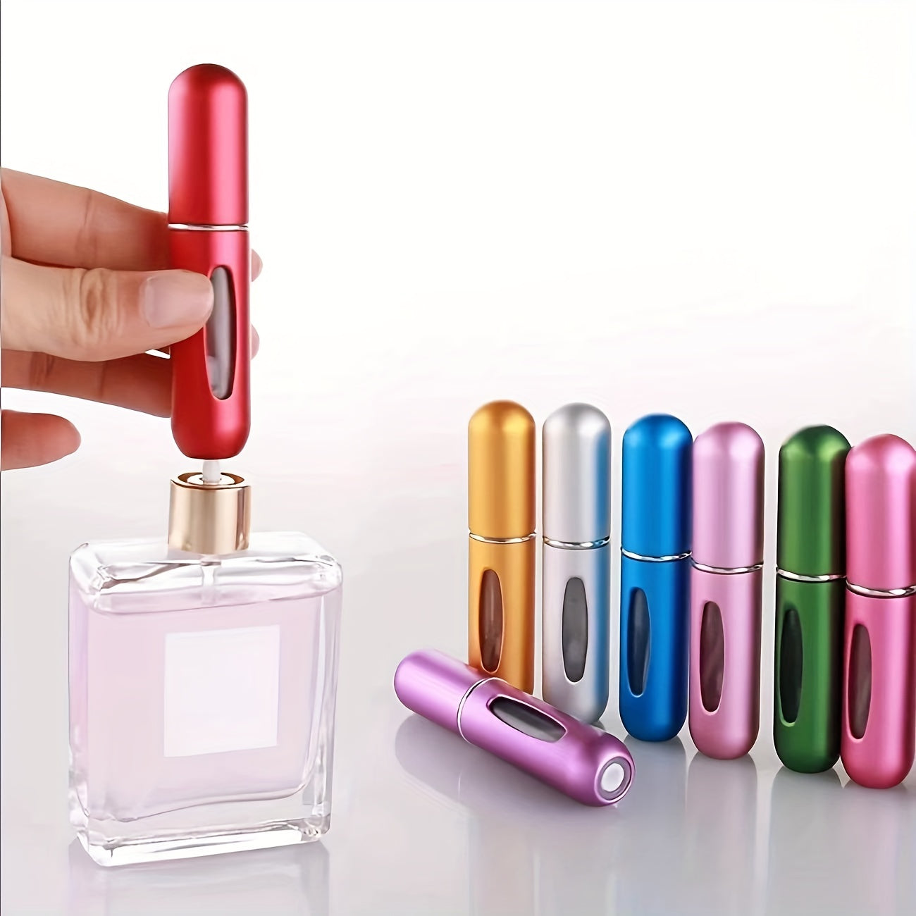 Portable refillable aluminum atomizer spray bottle for travel, car use