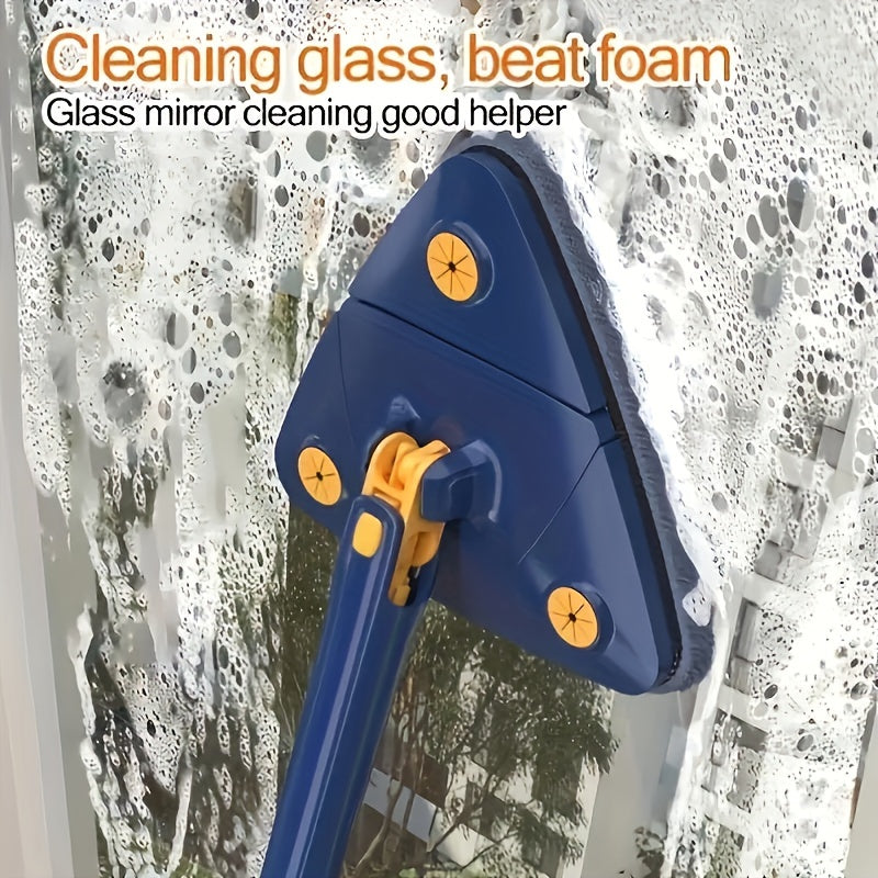 1 piece of Triangle 360° Rotating Cleaning Mop with Long Handle for hands-free washing and squeezing. This versatile mop can be used for wet and dry cleaning on floors, walls, ceilings, corners, and glass. Perfect for all your cleaning needs, this mop is