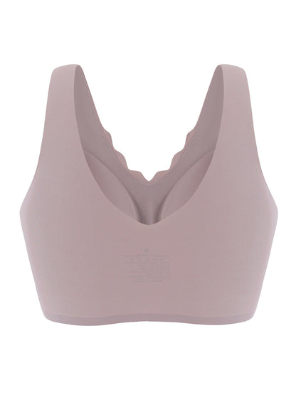 Soft, breathable wireless bra with a smiley print for women's lingerie.