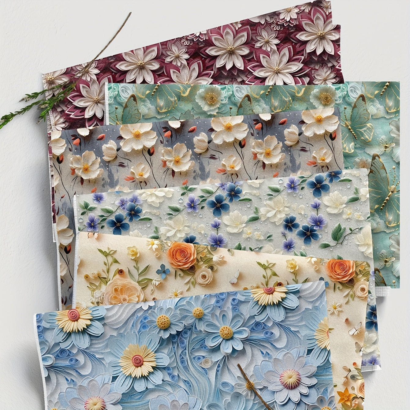 Soft DIY craft fabric with vibrant 3D floral design available in multiple sizes. Suitable for various projects including tablecloths, wall art, clothing, bags, dust covers, and pillows.