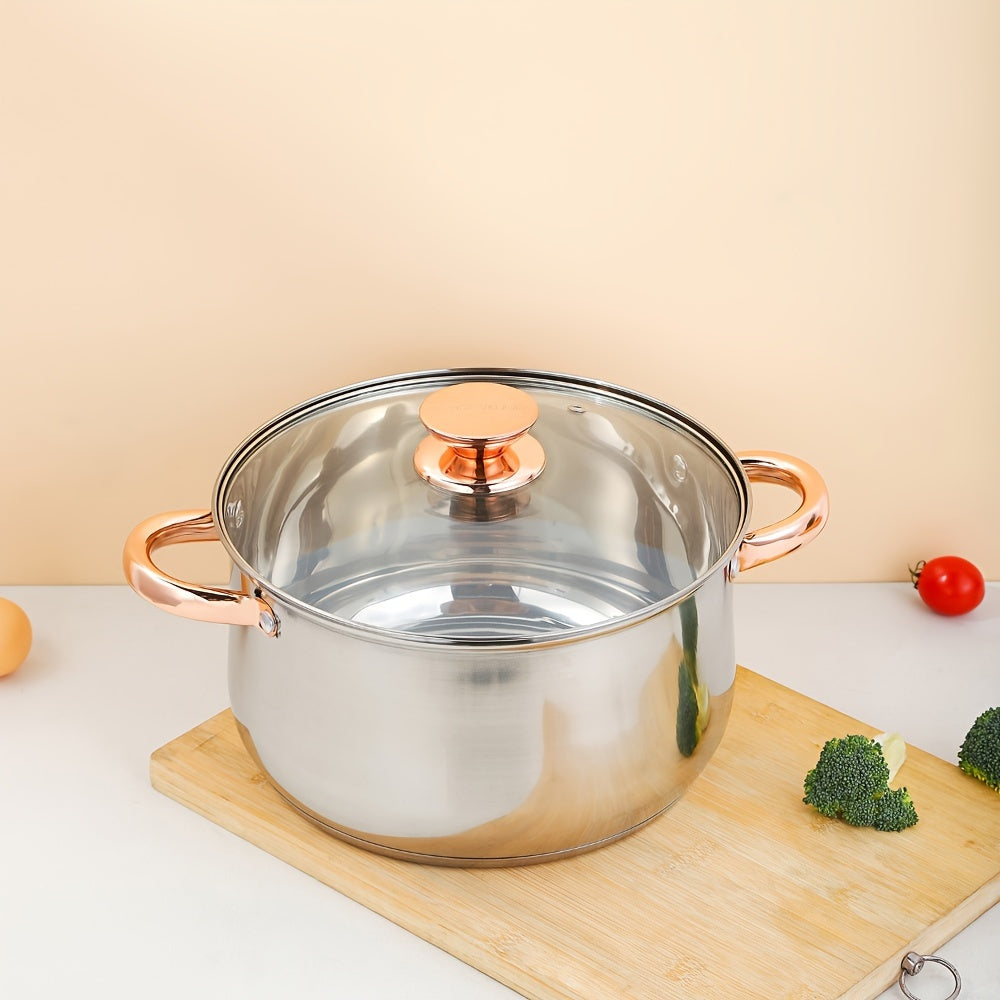 Kaisa Villa 5-Layer Composite Bottom Thick Stainless Steel Soup Pot with Double Handle - Perfect for Cooking Soup, Milk, Noodles, Desserts, and Sauces - Non-Stick Finish and Induction Compatible