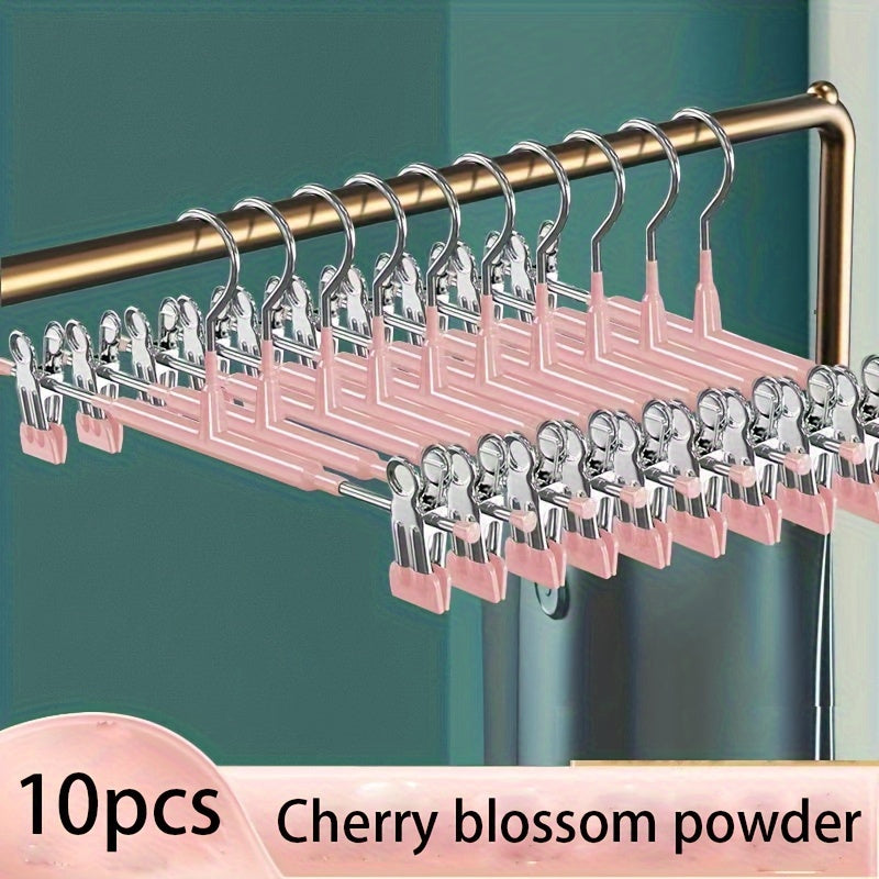 Adjustable Metal Pants Hangers - Set of 10, Non-Slip, Space-Saving Closet Organizer for Skirts, Underwear, and More