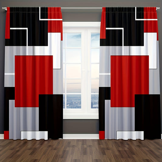 Set of 2 Plaid Pattern Curtains, Stylish Window Drapes for Bedroom and Living Room, Perfect Home Decor