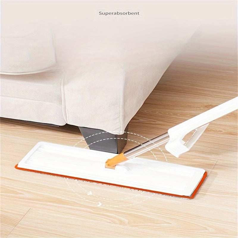 Flat Mop for Home Use - Hands-free, Rotating Design for Dry and Wet Cleaning - Easy to Use Lazy Floor Mop with Water Absorbing, Non-stick Features and Stainless Steel Pole