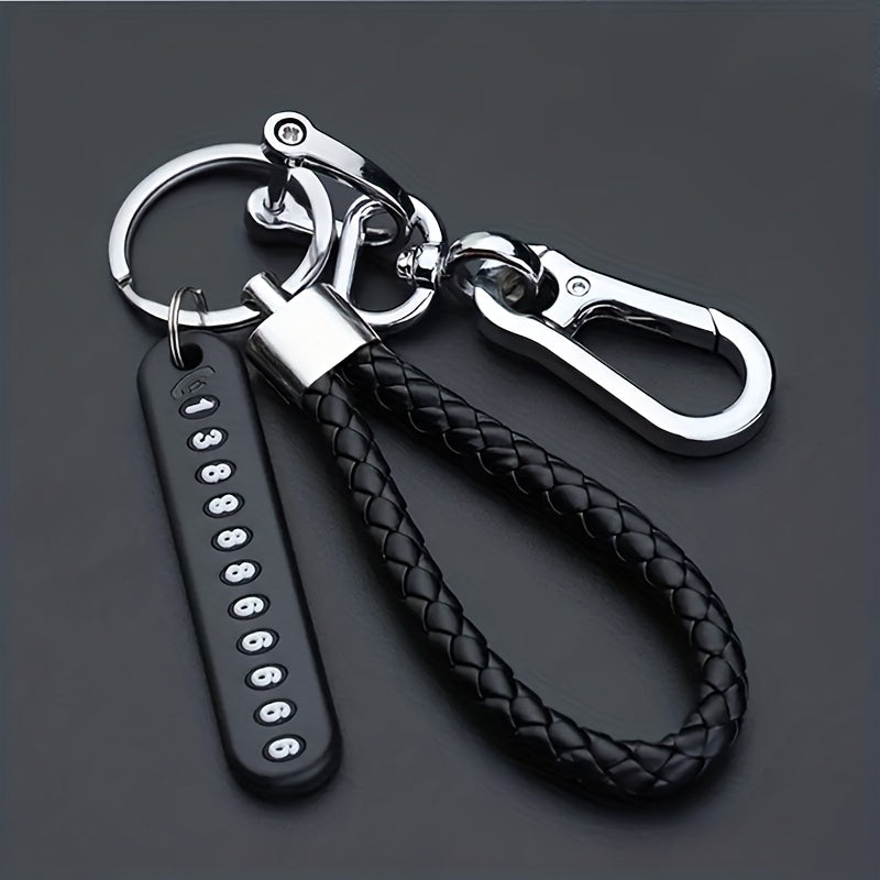 Durably made alloy keychain with phone number tag for easy retrieval.