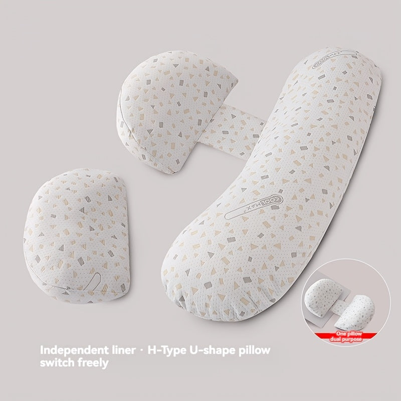 Soft polyester pregnancy pillows come in a convenient 2-pack. These side sleeping pillows are adjustable for multiple positions and come with a detachable cover for easy cleaning. Providing lumbar support for back, hip, and leg relief, they can also be