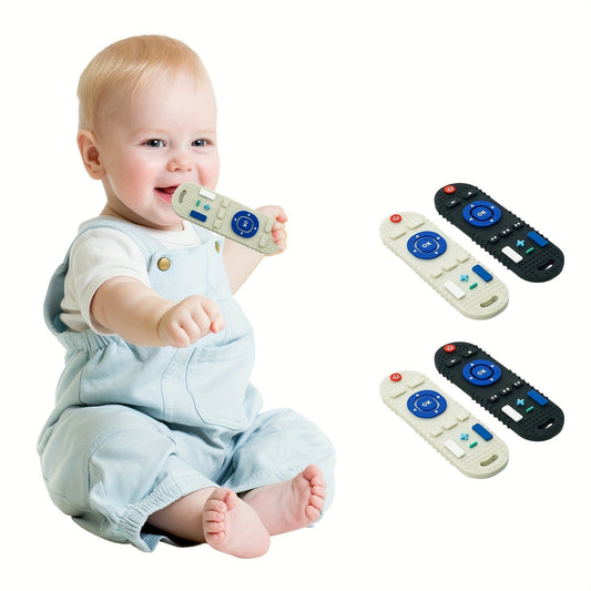 Baby Silicone Remote Teether - Safe and Fun for ages 0-3 - Machine Washable - Available in 1pc or 2pcs pack