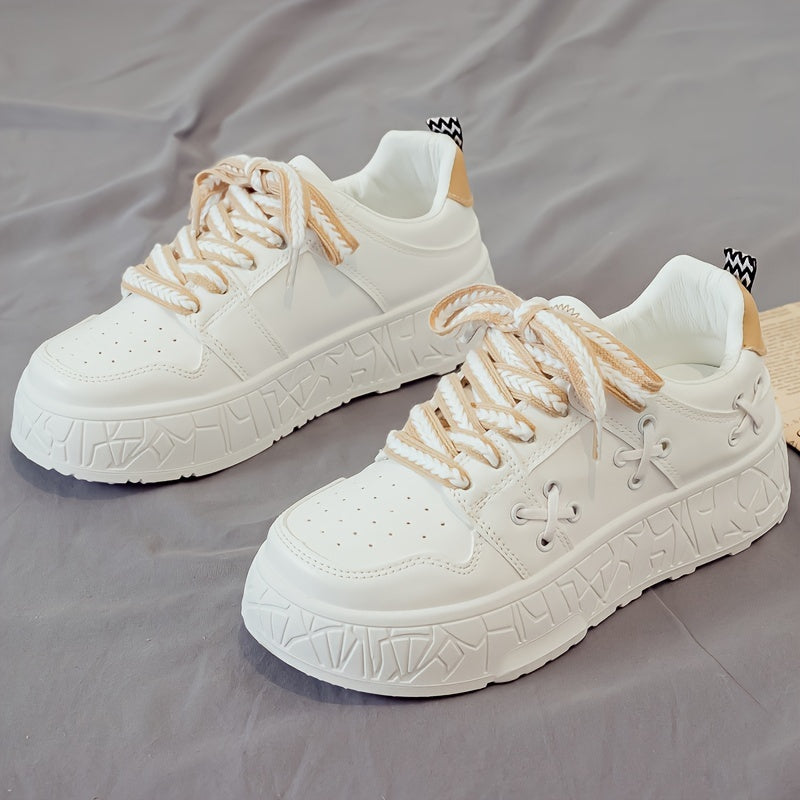 Women's Spring Collection: Chic White Sneakers with Breathable Mesh Lining, Non-Slip Sole, Internet-Famous Trend