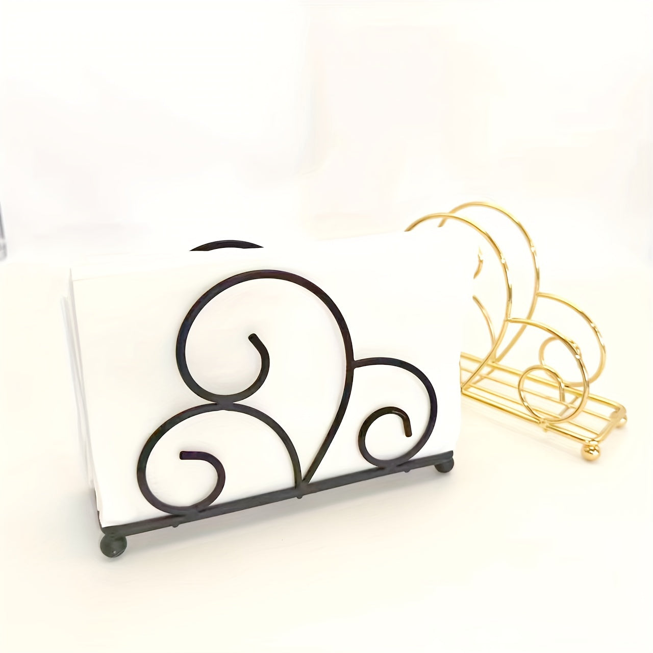 One metal cartoon tree-shaped napkin holder with hollow-out design for kitchen or dining table decoration, made of cast iron.