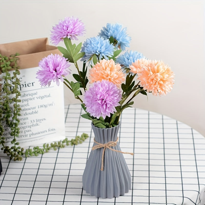 Modern plastic vase for living room or office table decoration, featuring a waist design suitable for flower arrangements. Nordic style with corrugated texture. Flowers not included.