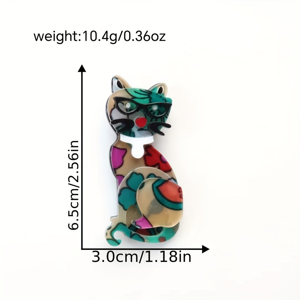 Stylish Korean acrylic animal brooch with a flower design in cat shape, perfect for adding a fashionable touch to your clothing accessory collection.