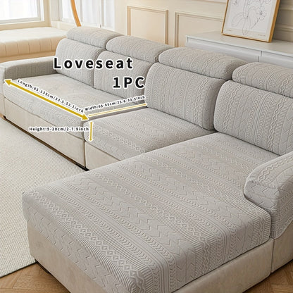 Bohemian style dark gray stripes sofa cover for all seasons, with elastic for home protection.