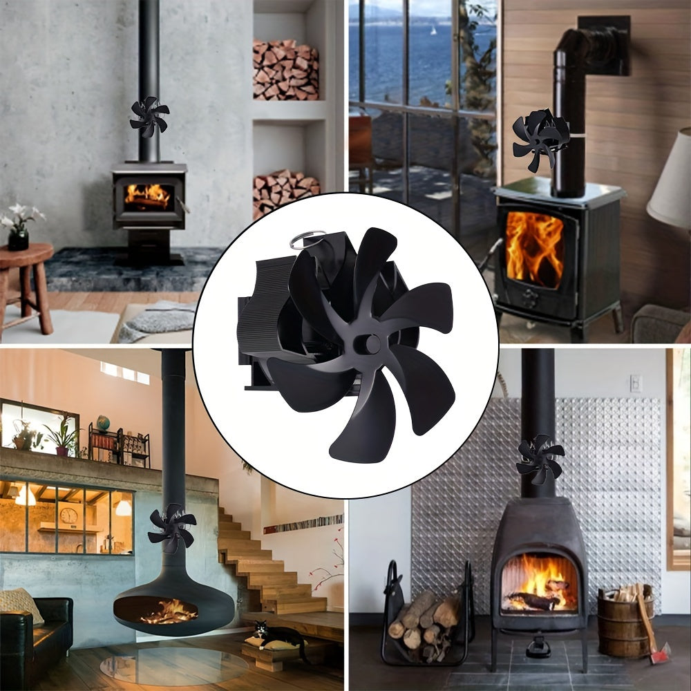 6-Blade Fireplace Fan: Wall-Mounted Thermal Fan for Wood-Burning Stove Fireplaces, Efficient Heat Distribution.