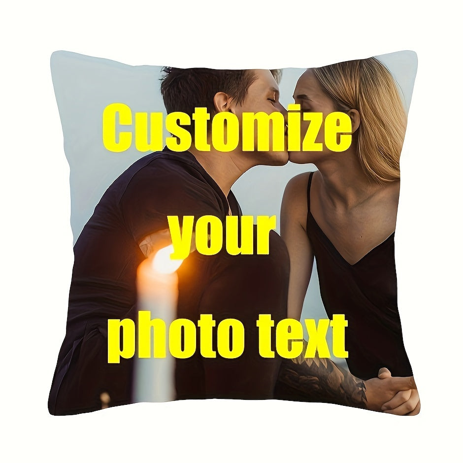 Personalized Photo Pillow Cover - Single-Sided Soft Square Cushion Cover for House Decoration - Ideal Valentine's Day & Birthday Gift