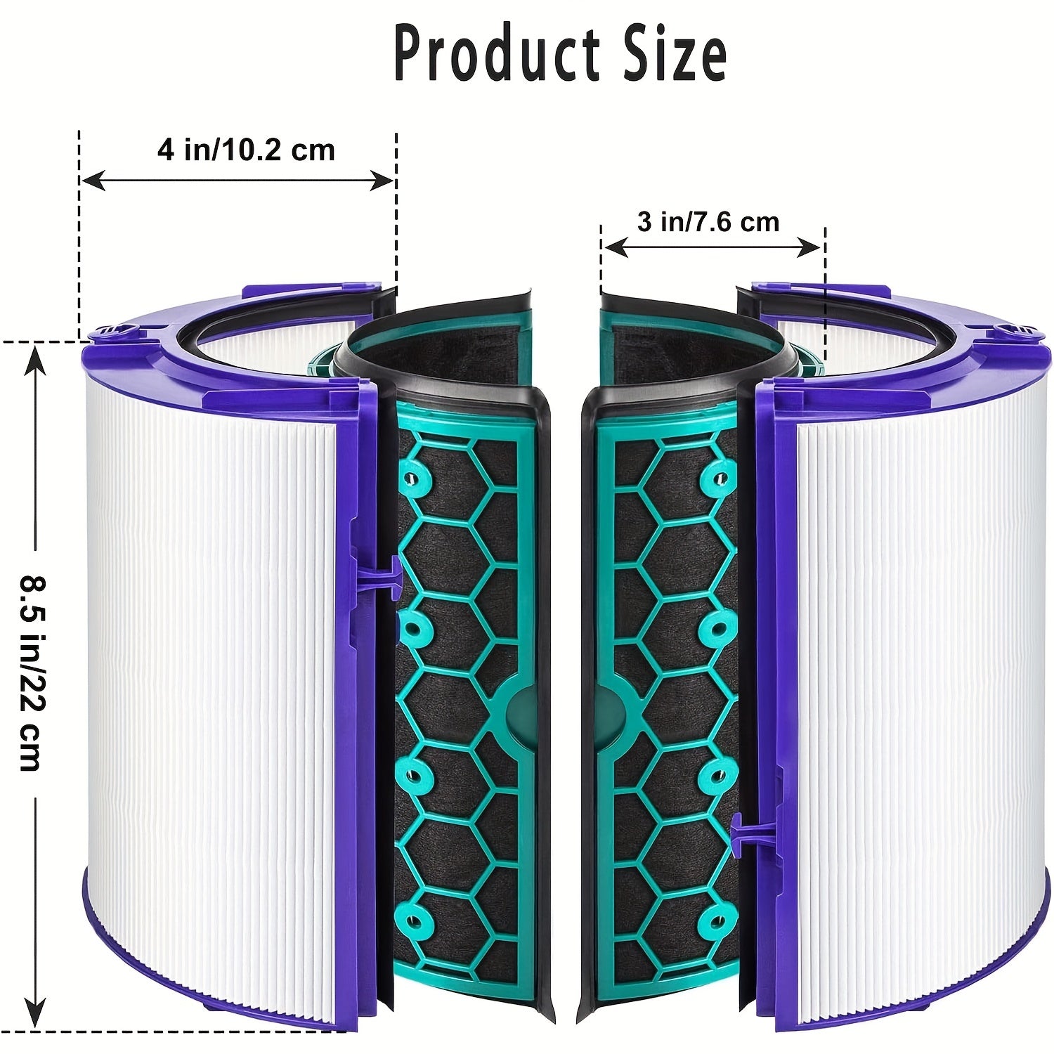 One replacement True HEPA filter designed for use with Dyson HP04, TP04, DP04, TP05, and DP05 models. This filter features a sealed two-stage 360° filter system for the Pure Cool Purifier Fan, including a HEPA filter and activated carbon filter. Also