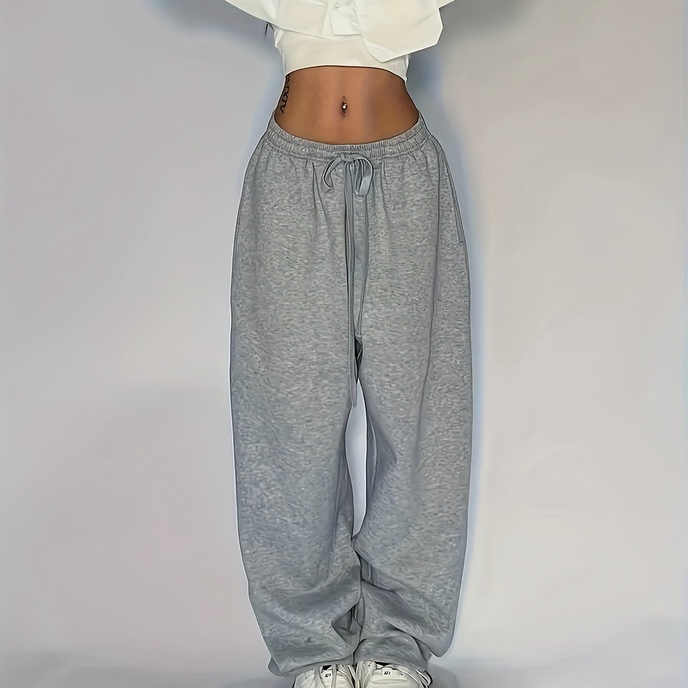 Y2K drawstring sweatpants in solid colors - perfect for spring and fall.