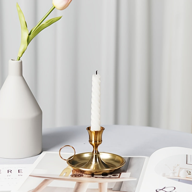 Stylish copper candlestick with Nordic charm - ideal for weddings, dining tables, birthdays, romantic settings.