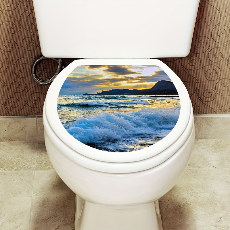 Funny toilet lid decal for bathroom decor, removable self-adhesive sticker for restroom renovation and home accessories. Perfect for aesthetic room decor.