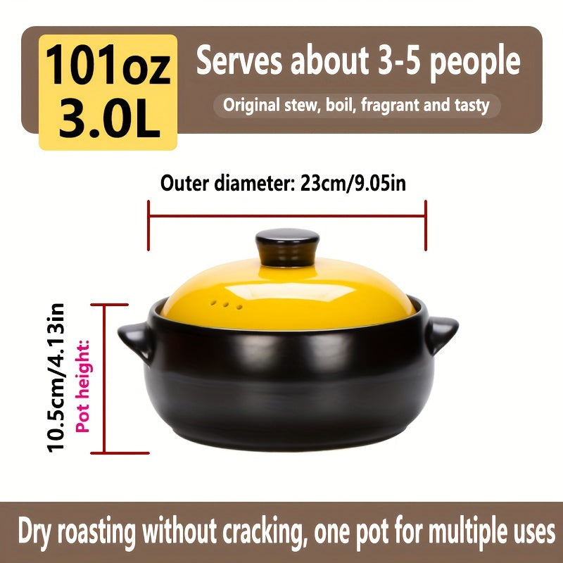 XIN TIAN LI Traditional Ceramic Casserole Pot is a durable cookware option, crafted for both home and restaurant use. This 1pc pot is high-temperature resistant and comes with a lid for convenient cooking. It is non-stick, easy to clean, and suitable for