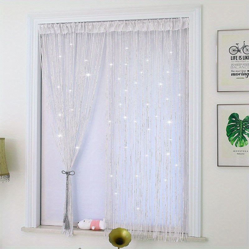 1 piece of silver gray tassel door curtain, measuring 1*2m, for wedding or home decoration.