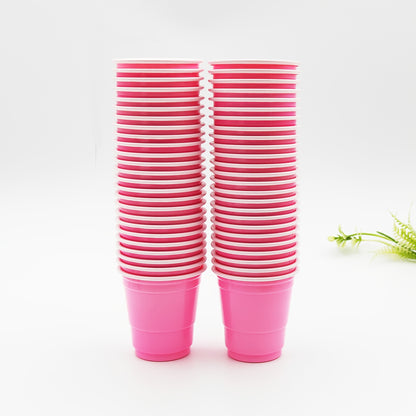 50 two-tone 2oz plastic party shot cups for various occasions like weddings, banquets, parties, and outdoor events.