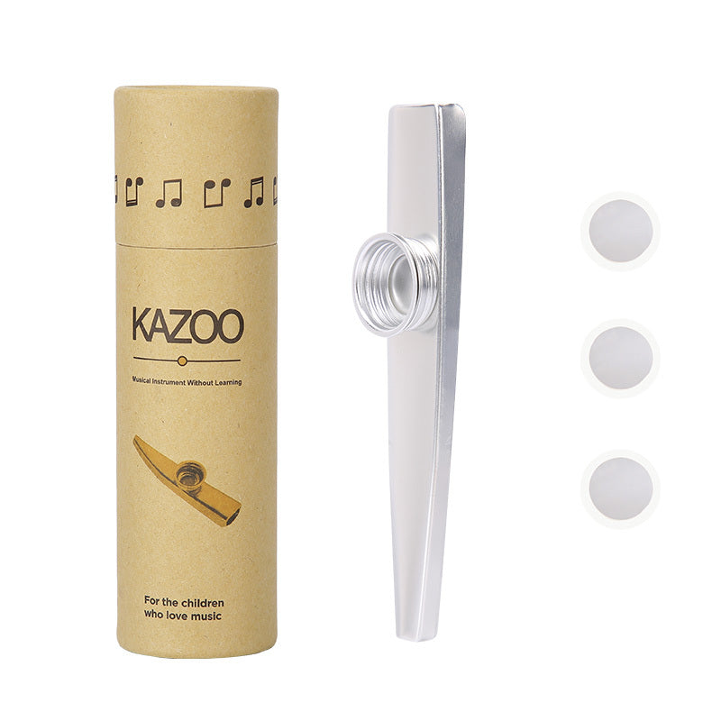 High-quality metal kazoo with flute tube, three flute membranes, and lightweight aluminum alloy construction. Portable and easy to use, suitable for both beginners and experienced