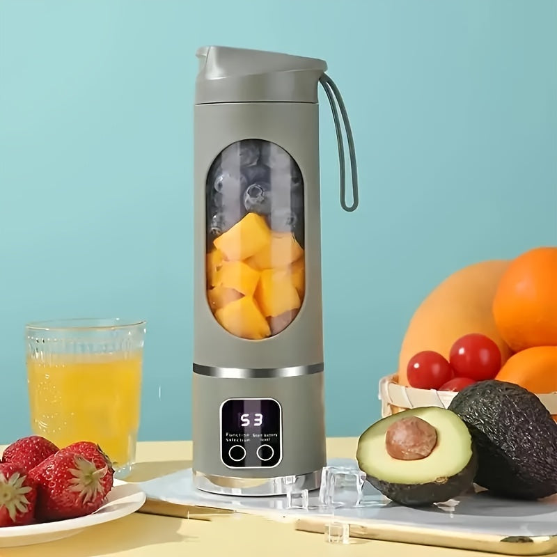 Portable Mini Blender & Juicer - USB Rechargeable, Three Speed Settings with Digital Display, Stainless Steel Blades for Smoothies, Shakes & Fresh Juice - Perfect for Camping, Traveling & Gifting