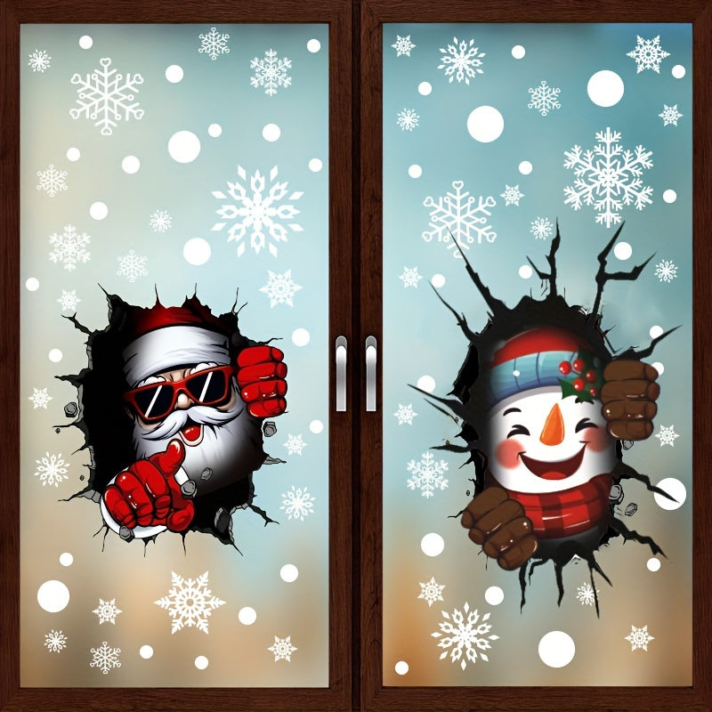 Set of 44 Christmas Window Clings featuring Festive Santa and Snowman Designs – Static Decals for Glass, Non-Adhesive Holiday Decor, Perfect for Christmas and New Year, Plastic Seasonal Décor