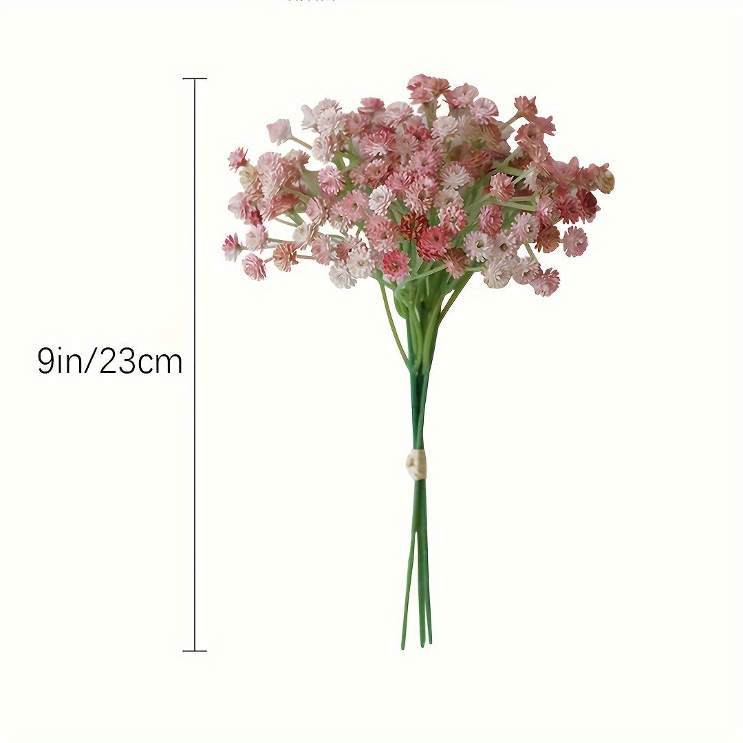 Vibrant artificial Gypsophila bouquet for various occasions, featuring realistic PE Youngsters's Breath flowers. Ideal for weddings, birthdays, bridal showers, and festive holidays. Perfect for home, table, cafe decoration, and photo props.