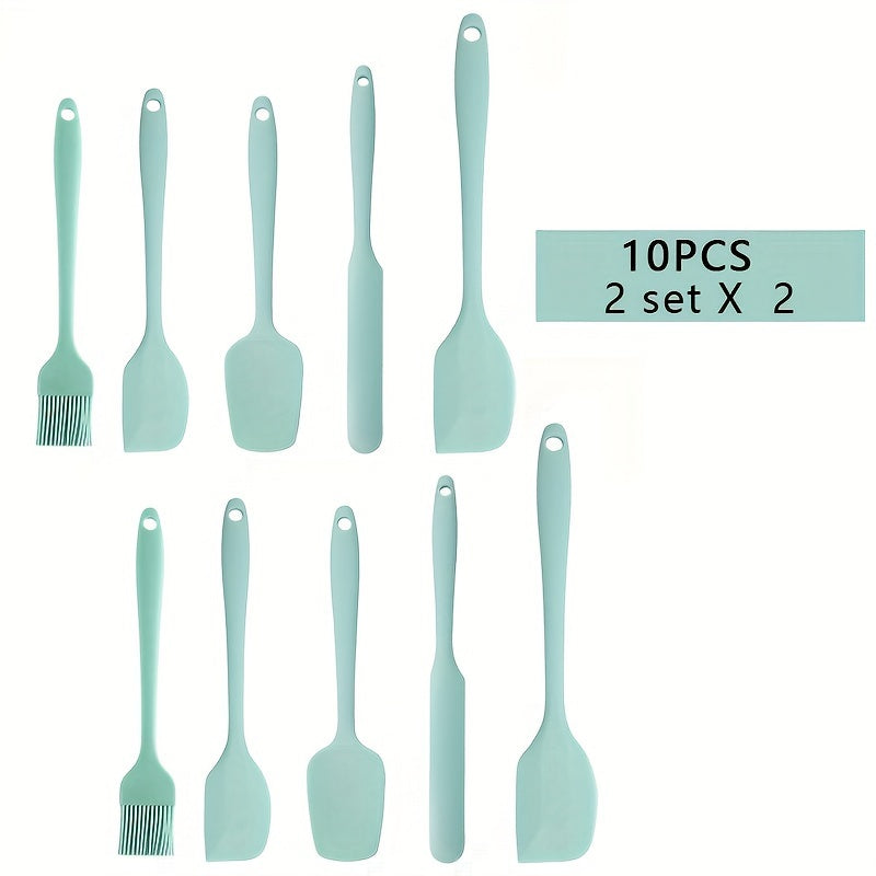 Set of 5-6 silicone spatulas, perfect for scraping cake cream and applying oil while baking. These tools are food-grade and also include a brush, making them essential kitchen gadgets and accessories.