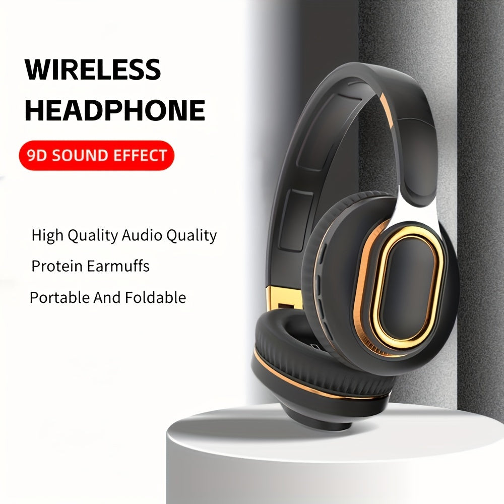 Wireless earphones with sound insulation, volume control, microphone, rechargeable battery, 16 hours playback time, compatible with mobile phones, foldable design, ideal for exercise and