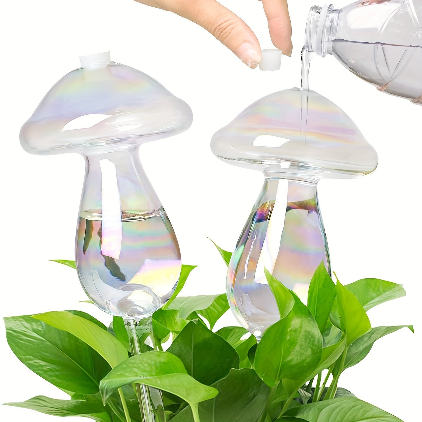 4-Pack Mushroom Watering Can with Glass Automatic Drip Irrigation for Gardens.