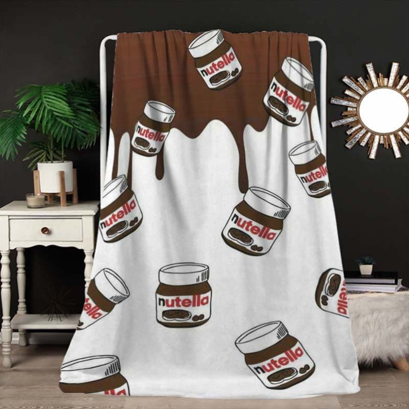 Stay warm and cozy with our Nutella Print Flannel Fleece Blanket! This blanket features a mixed color design and is made of polyester with a digital print. Perfect for all seasons, this charming anime-themed blanket is ideal for use in the home, kitchen