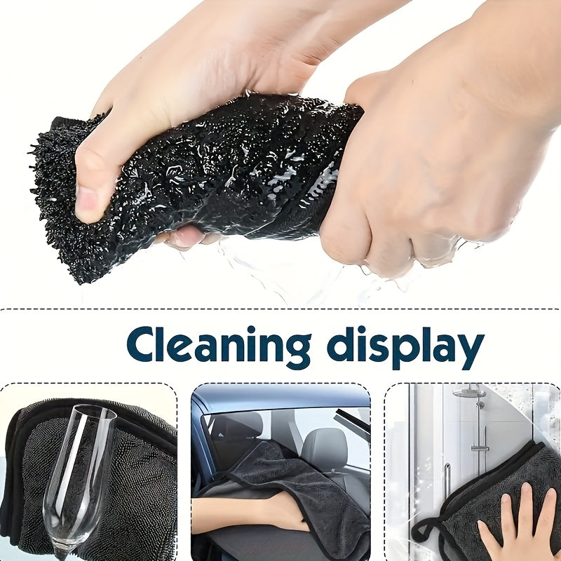 Large microfiber car drying towel with high absorbency and twisted loop design for streak-free detailing. Also works as an advanced car wash towel wiping cloth.