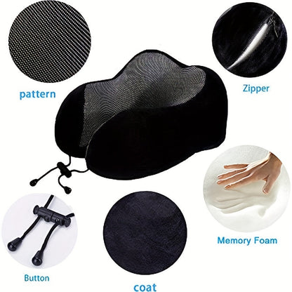 1-Piece U-Shaped Memory Foam Neck Pillow for Soft and Comfortable Travel Support, Perfect for Airplanes and Cervical Travel Comfort