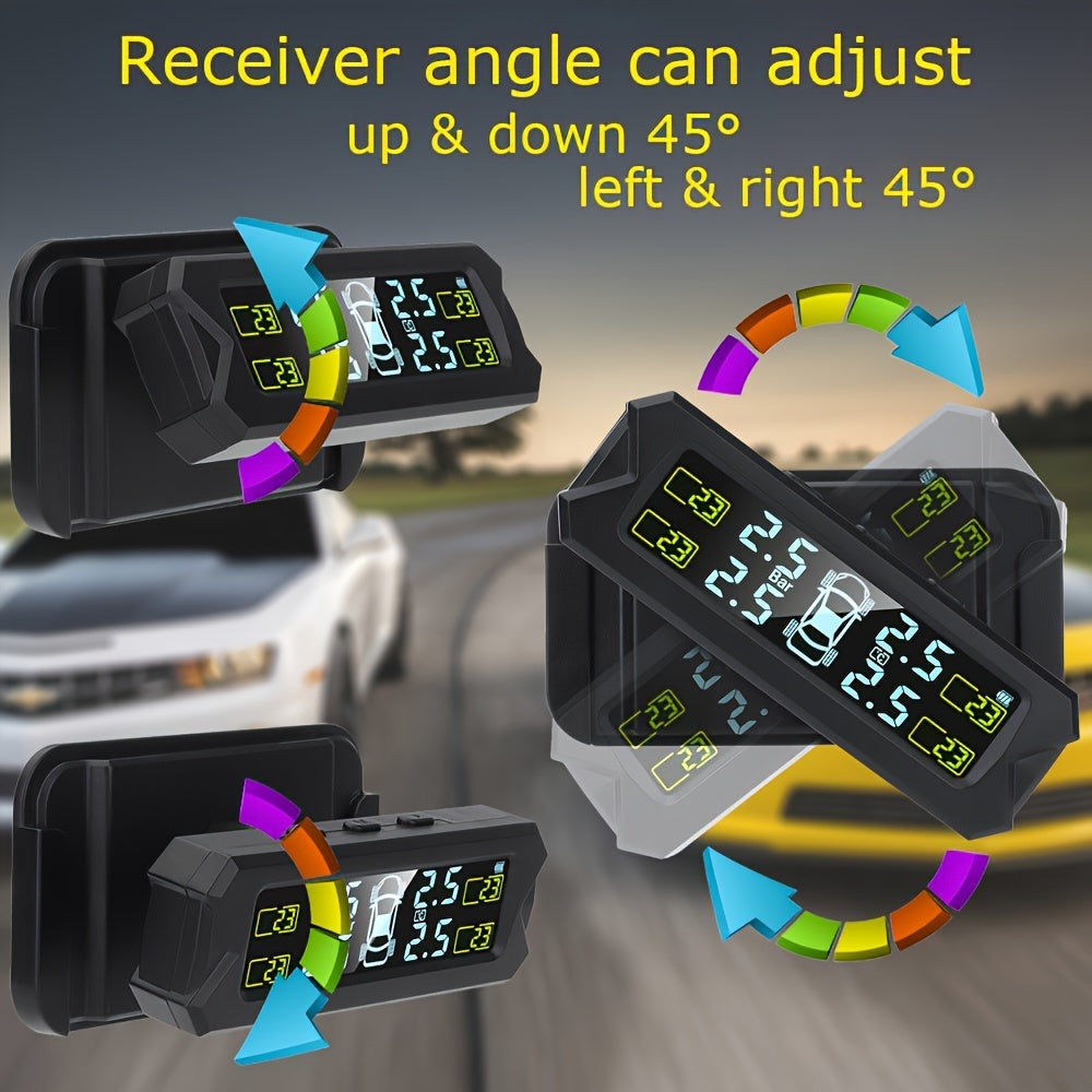 Wireless TPMS External Sensor Kit with Solar Powered Bracket for Vehicles - Tire Pressure Monitoring ABS Material